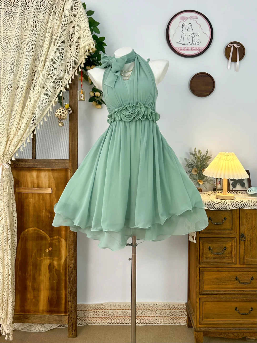 Simple Green Halter Chiffon A Line Short Homecoming Dress Cocktail Dress