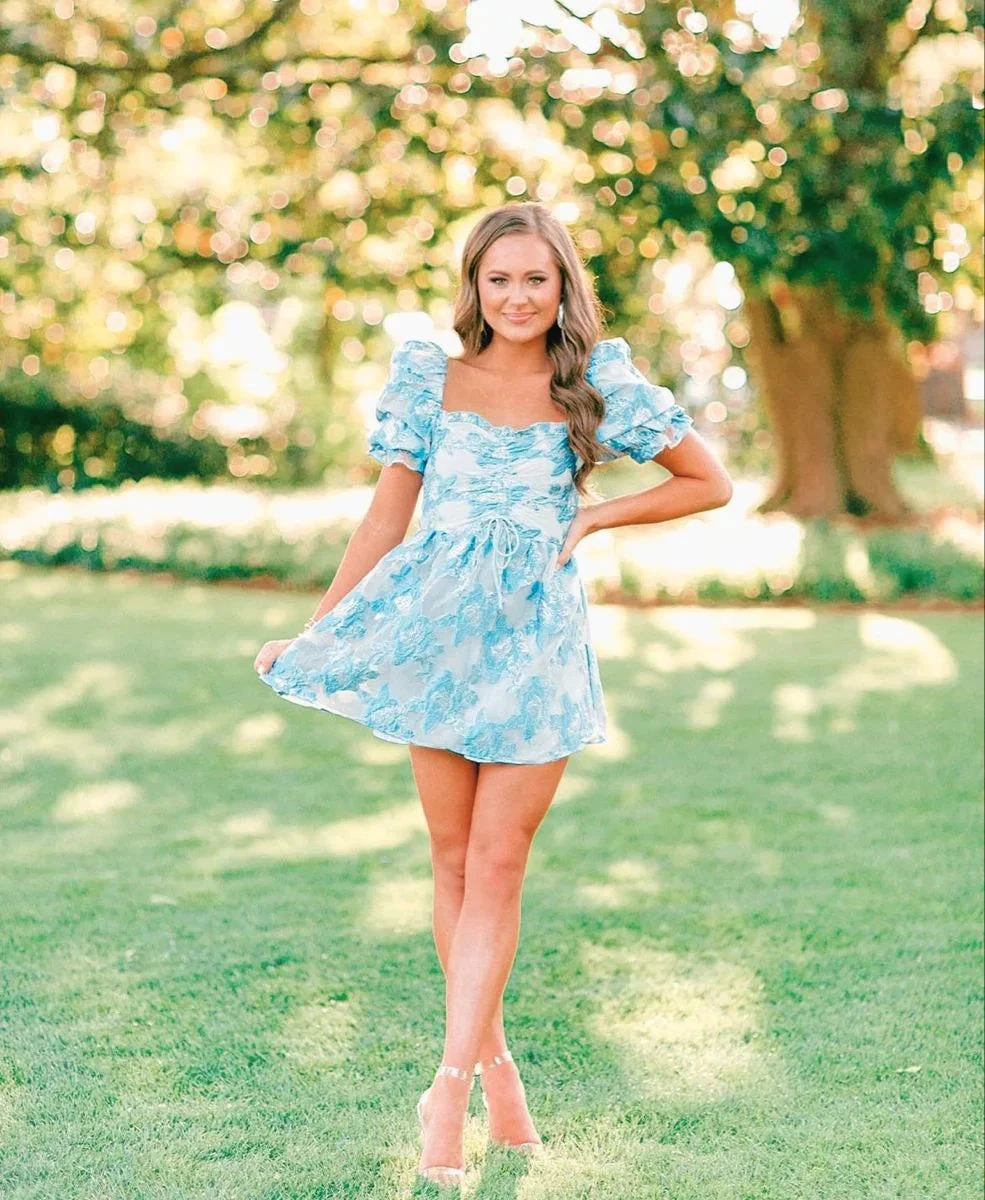 Retro Style Floral A-line Short Homecoming Dress Summer Outfit Dress Y2957 by simplepromdress