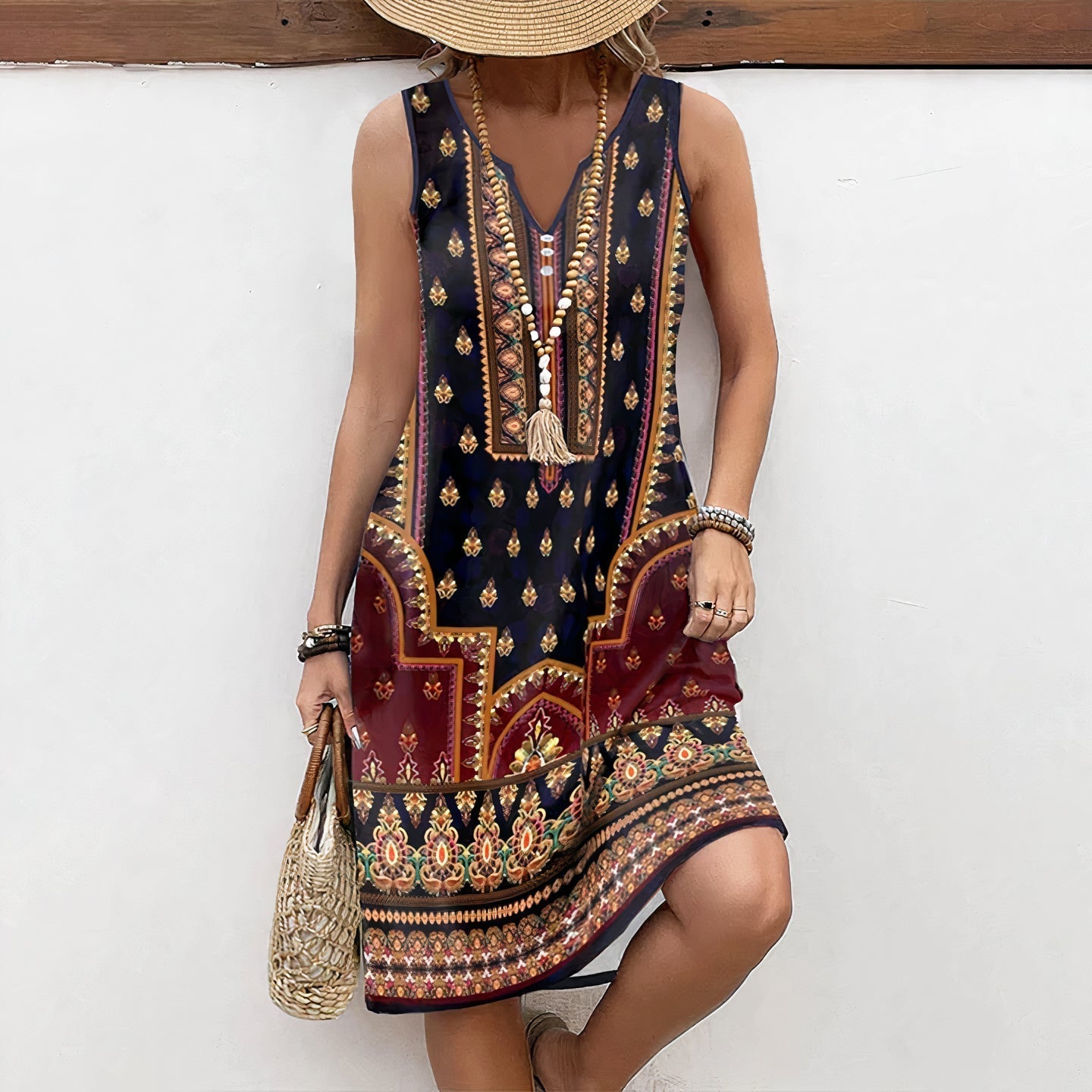 Maribel Boutique Sleeveless Boho Dress Elevated Occasion Wear