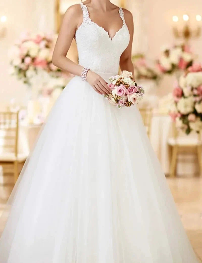 MANRAY Beach Wedding Dress With Detachable Skirt See Through Back Bridal Gowns Lace Appliques Sleeveless Vestidos De Mariee (ZD13334)