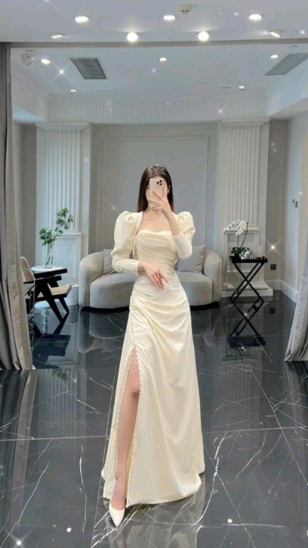 Retro Style A-line Prom Dress With Long Sleeves Evening Dress Gala Dress Y5229 - View 2 | VelvetHem