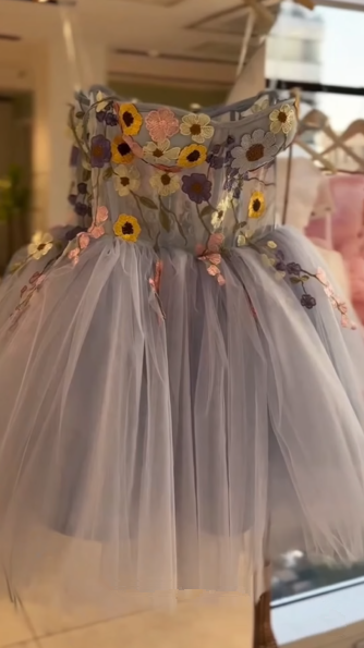 Beautiful Blue Tulle Appliques Short Party Dress Homecoming Dress
