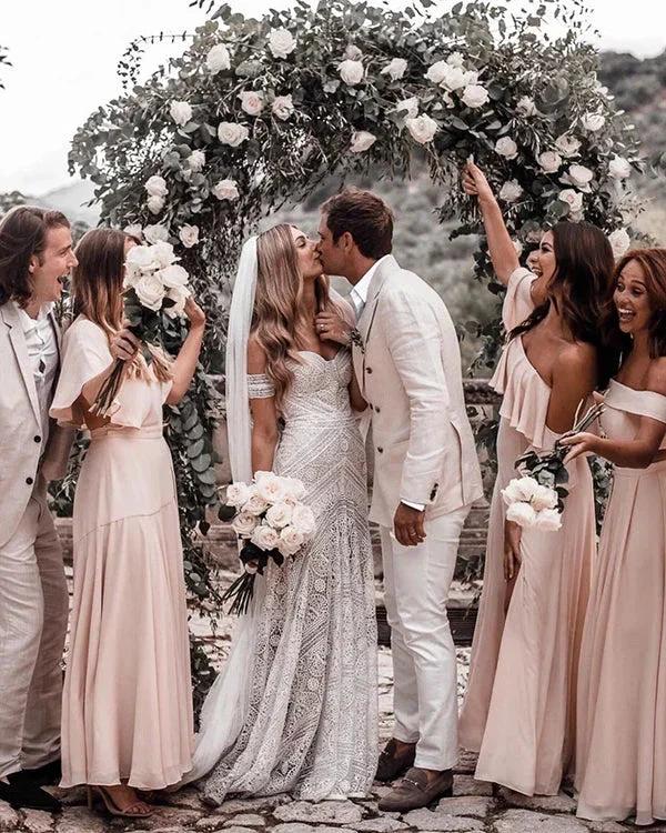 Sweetheart Neck Lace Beach Ivory Rustic Boho Wedding Dresses (ZD13997)