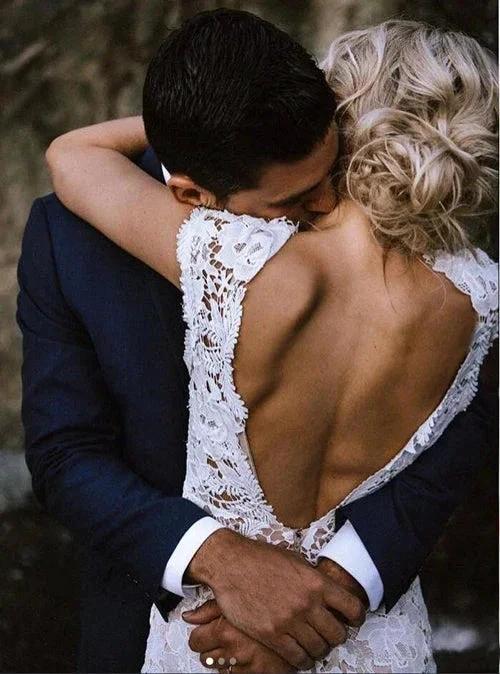 Charming Mermaid Lace Ivory Cap Sleeves Wedding Dresses Bridal Dresses (ZD13998)