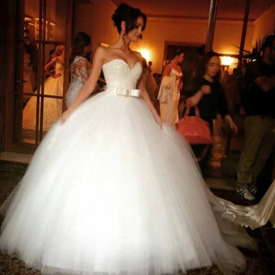 Luxury Crystal Beaded Ball Gown Wedding Dresses 2021 Princess Plus Size Country Western Wedding Gowns Bride Bridal Dress (ZD14092)