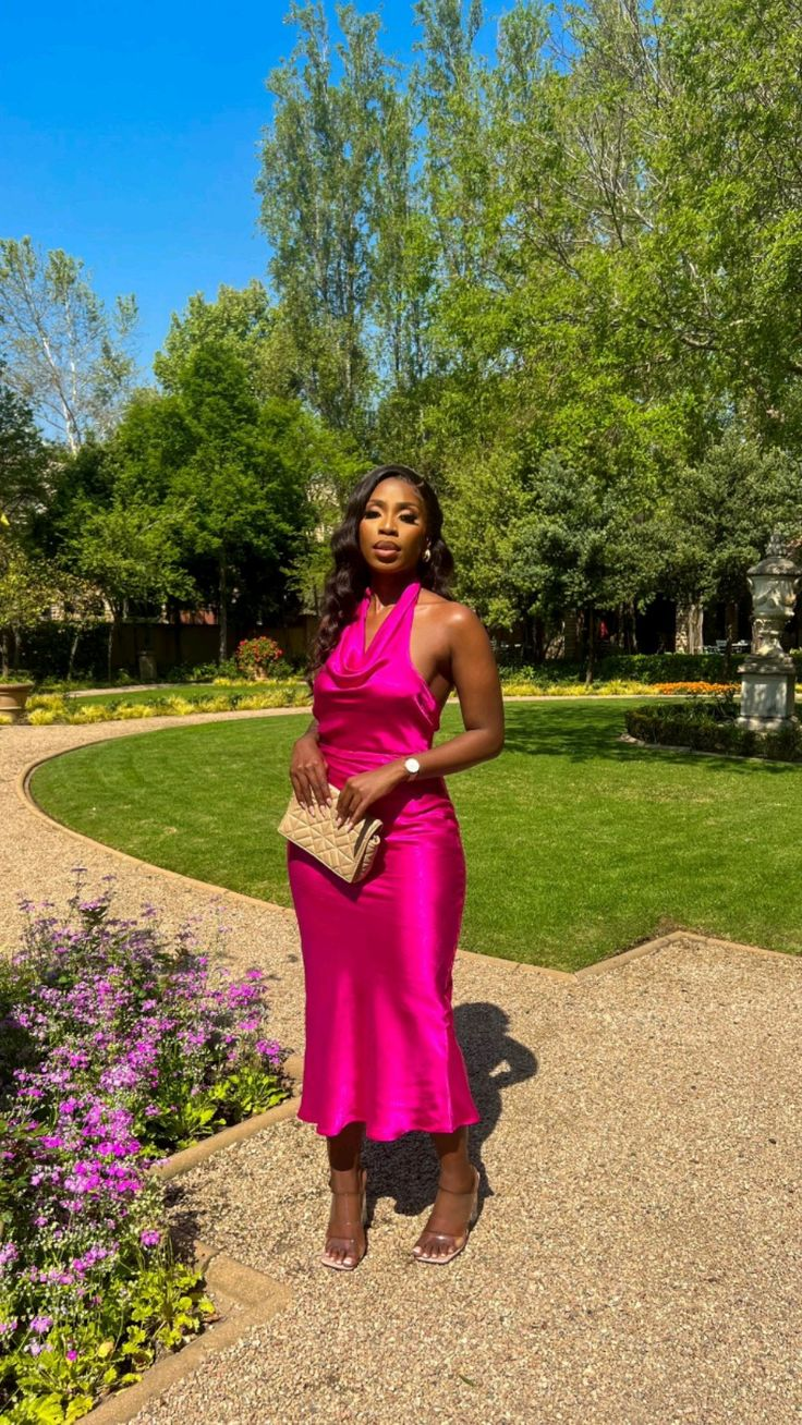 Elegant Fuchsia Tea-length Party Dress, Cocktail Dress