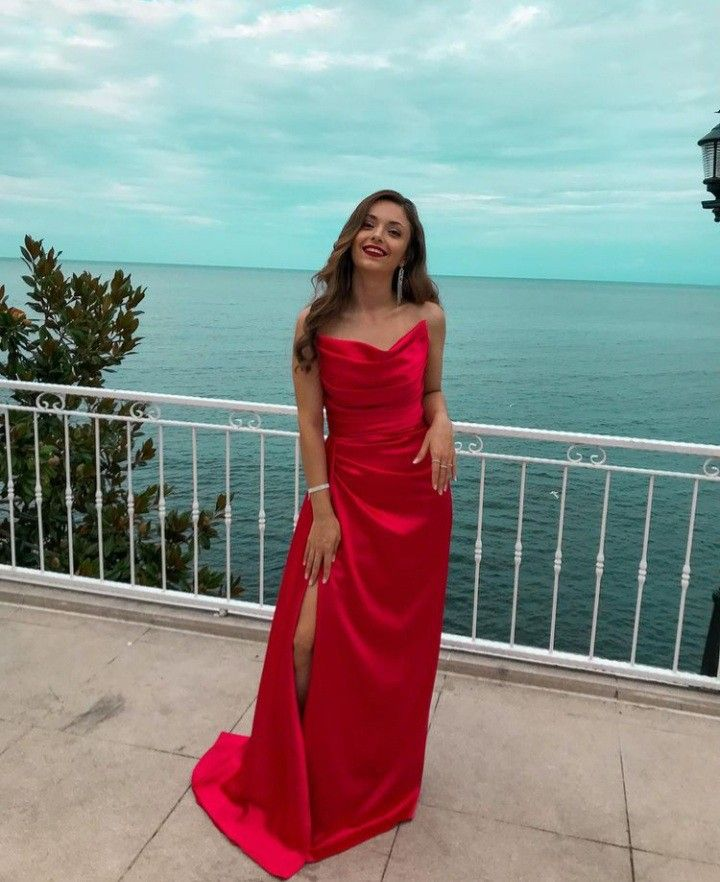 Charming Mermaid Prom Dresses, Red Evening Dress Prom Gowns