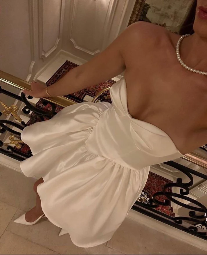 Cute White A Line Short Wedding Dress Homecoming Dress