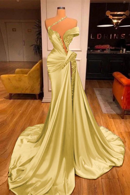 Mermaid Off the Shoulder Sleeveless Evening Formal Dress Long Beadings With Split