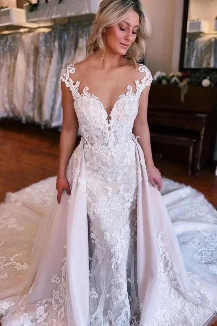 Mermaid Sweetheart Off-The-Shoulder Tulle Wedding Dresses with Lace (ZD15622)