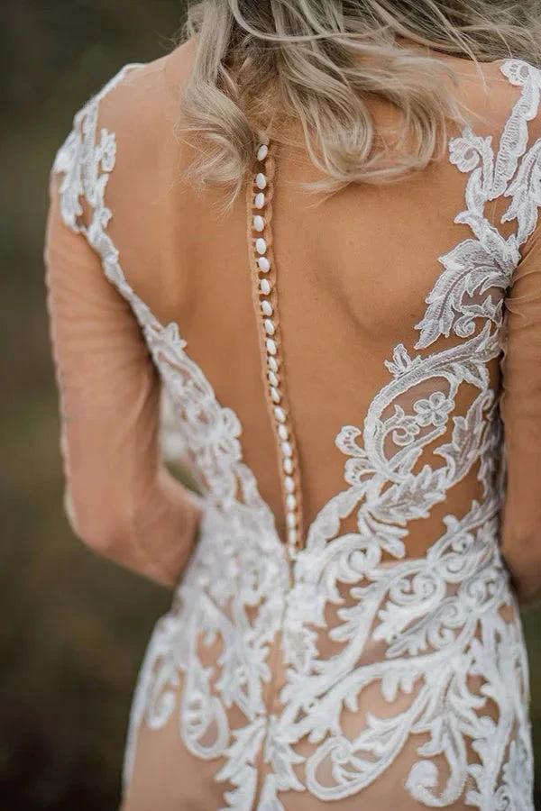 Mermaid Long Sleeves Bohemian Wedding Dresses With Appliques (ZD16128)