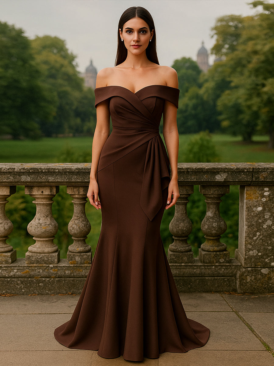 Mermaid Satin Maxi Mother of the Bride Dress with Ruffles