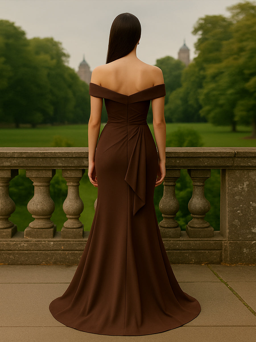 Mermaid Satin Maxi Mother of the Bride Dress with Ruffles