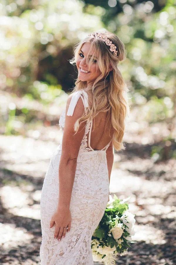 Mermaid V-neck Lace Wedding Dress With Sweep Train (ZD16133)