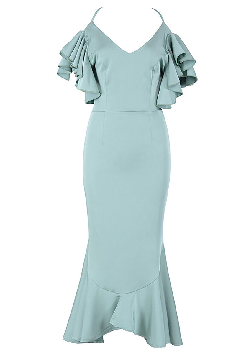 Purple Cross Back Mermaid V-neck Prom Dress - Fashionpara