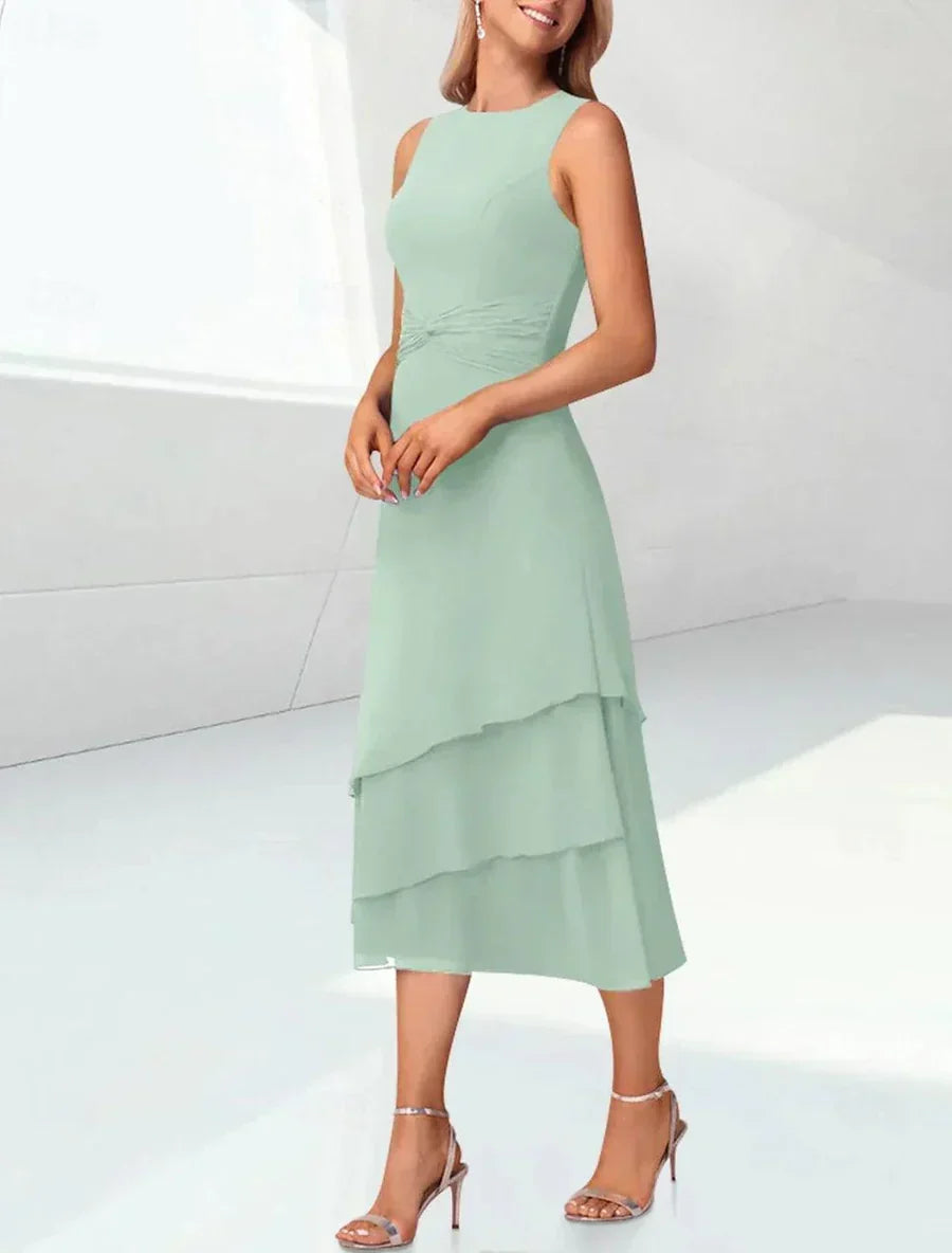 Mint Green Mother of the Bride Dress Chiffon Two Piece Wedding Guest Dress