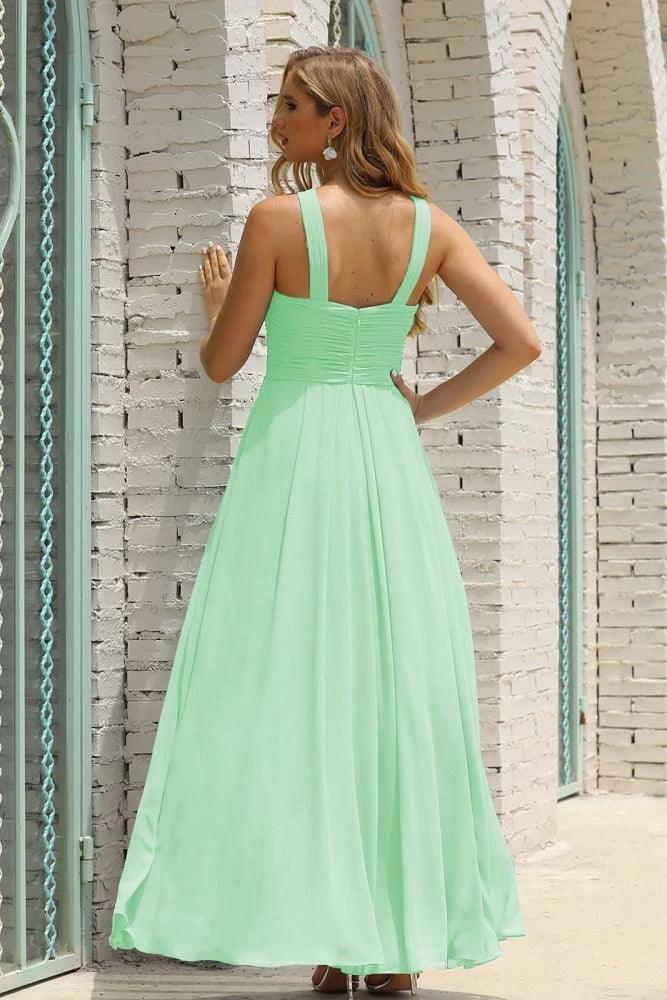 Numbersea Women Halter Chiffon Bridesmaid Dress A-line Long Formal Prom Gown SEA28015 by numbersea