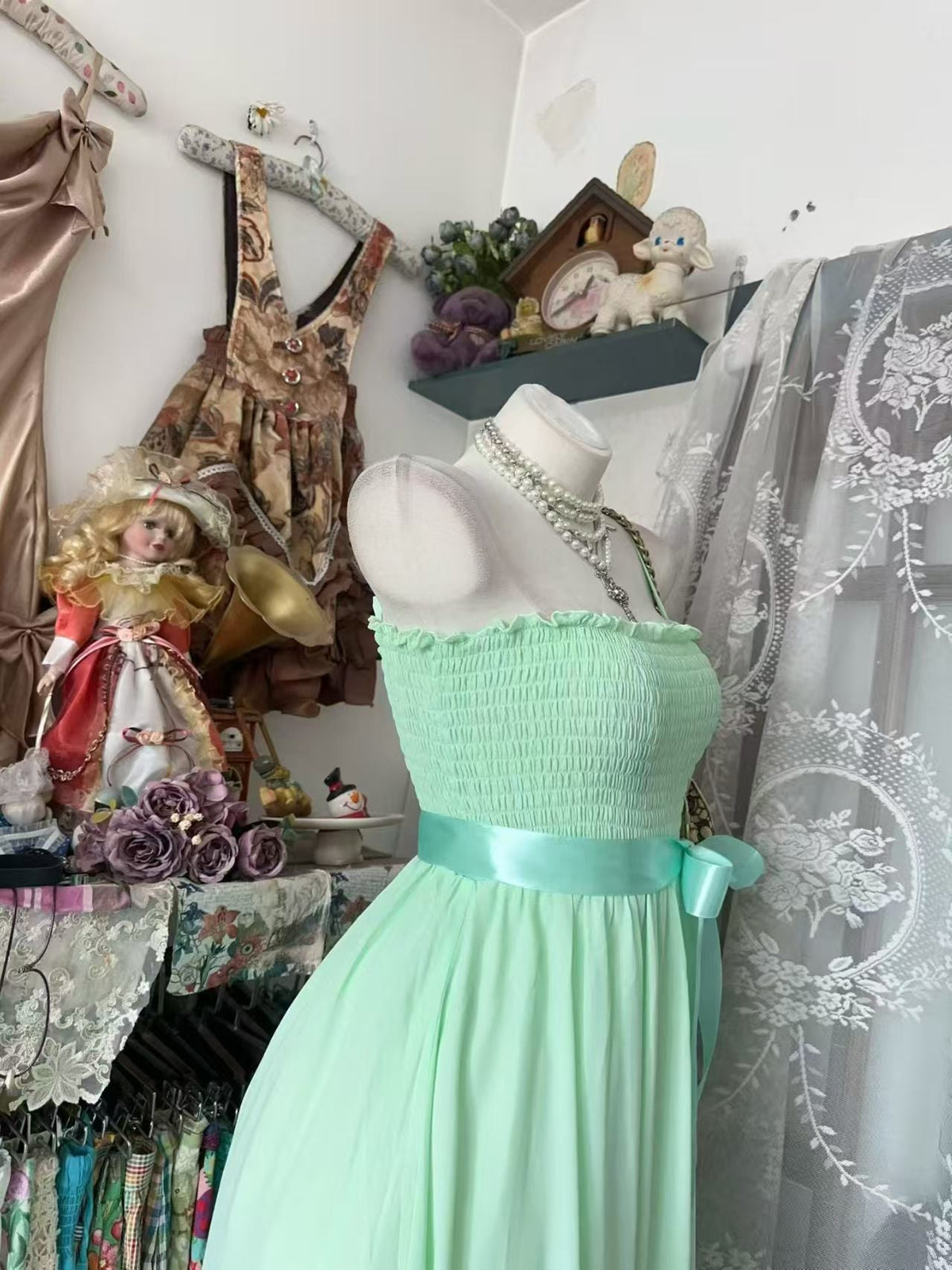 Mint Green A-Line Homecoming Dress Chiffon Party Dress