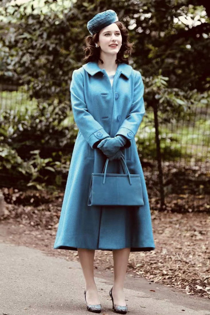 Mrs. Maisel Inspired Mid-length Blue Coat - Fashionpara