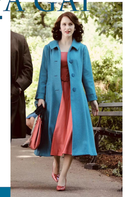 Mrs. Maisel Inspired Mid-length Blue Coat - Fashionpara