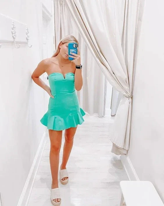 Strapless Mint Green Homecoming Dress Graduation Dress (ZD12249)