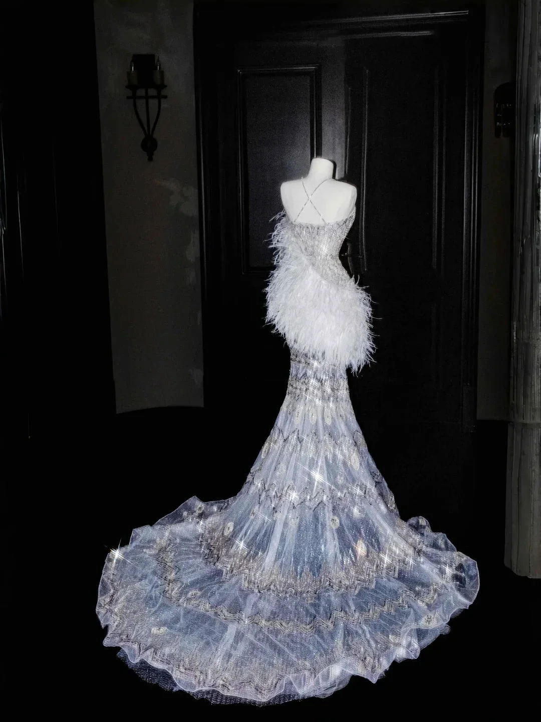 Gorgeous Mermaid Sequins Beaded Wedding Dress,Formal Prom Evening Dress (ZD13769)