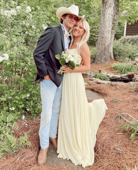 Simple Light Yellow Prom Dress,Yellow Senior Prom Gown