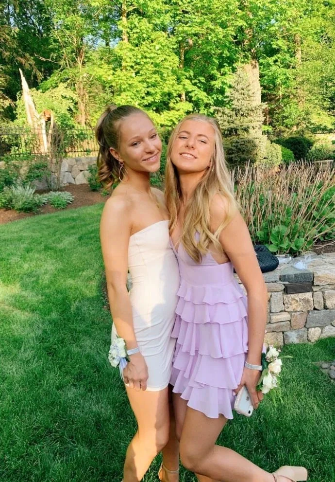 Cute A-line Purple Tiered Homecoming Dress Purple Party Dress (ZD12003)