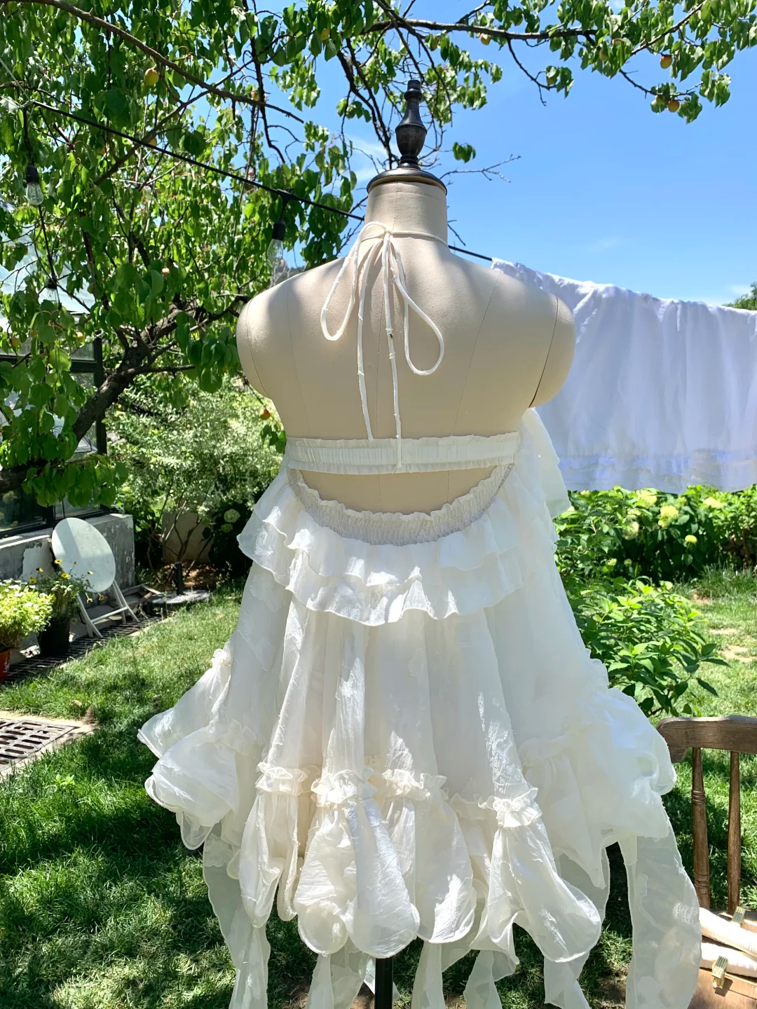 Classy Halter Chiffon White Short Party Dress Formal Homecoming Dress Birthday Outfits - View 4 | FashionDia