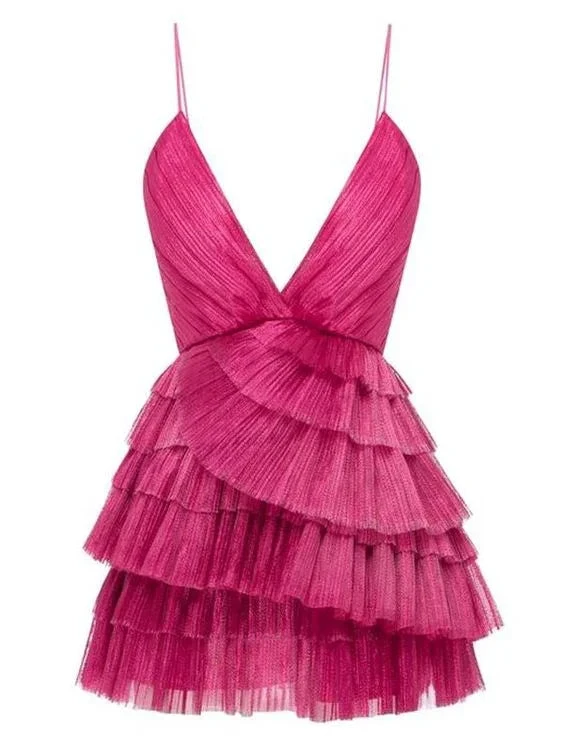 Short Homecoming Dress Ruffle Spaghetti-Neck Party Sexy Mini Dress Y2199 by simplepromdress