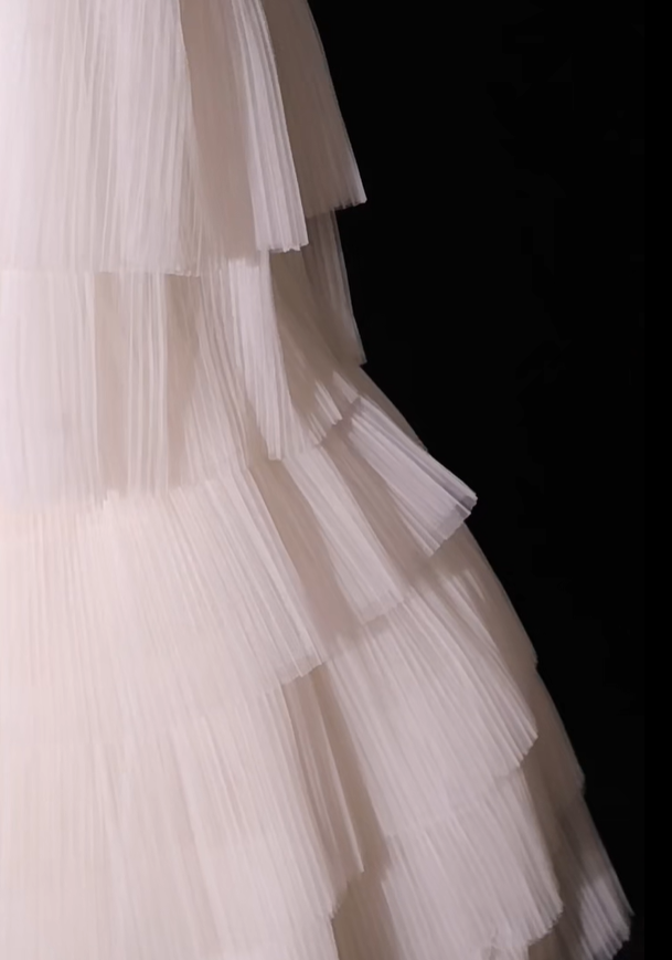 Classy White Strapless Tulle Pleated Layered A Line Birthday Outfits Short Graduation Homecoming Dress S973