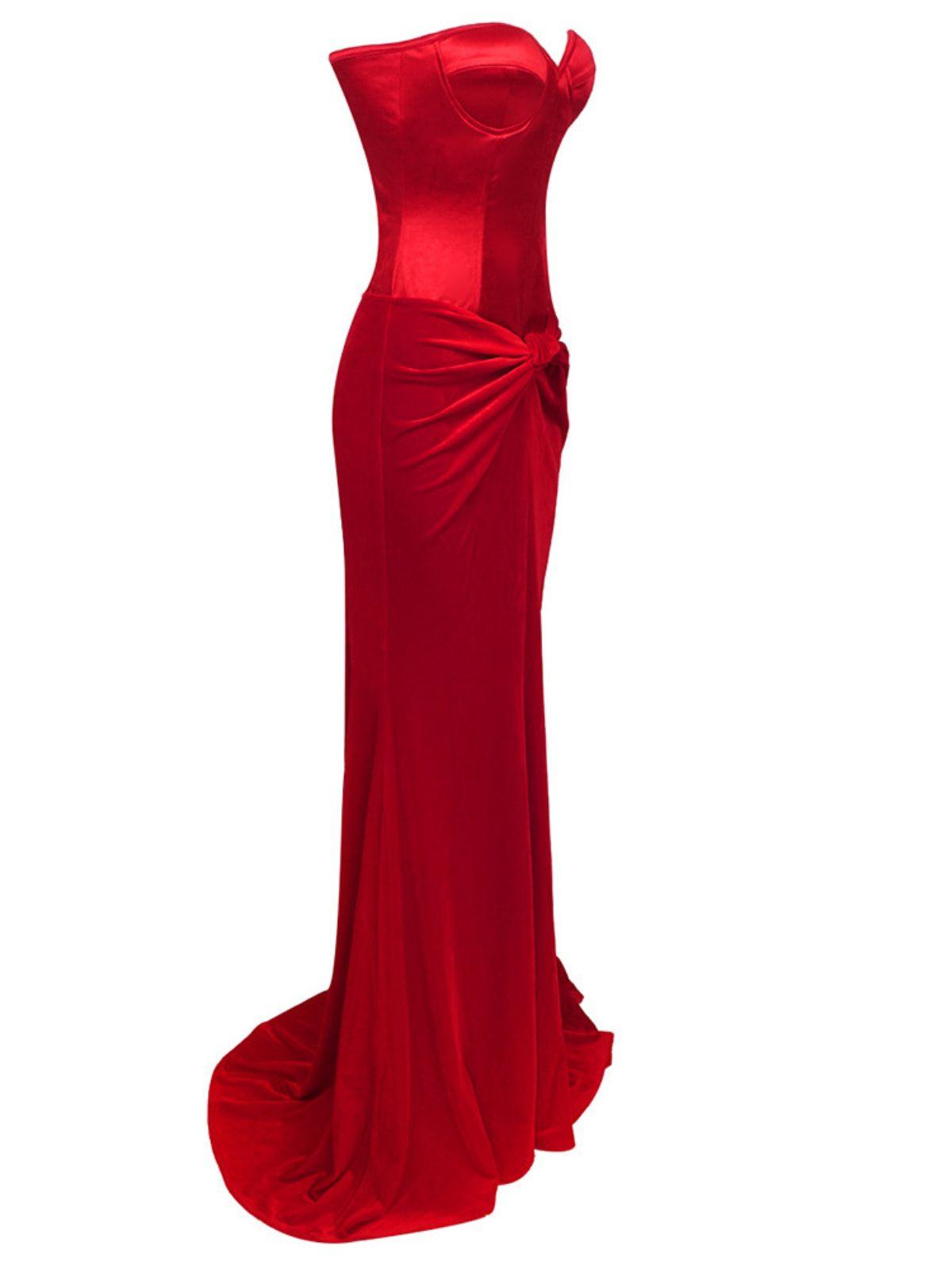 Natalia Strapless Velvet Maxi Dress