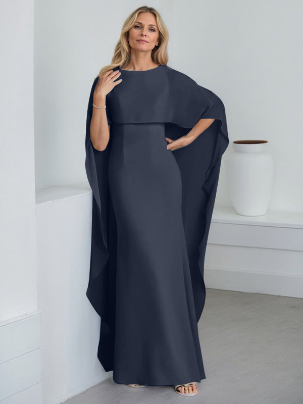 Sheath Scoop Floor-Length Chiffon Mother of the Bride Dress With Cascading Ruffles