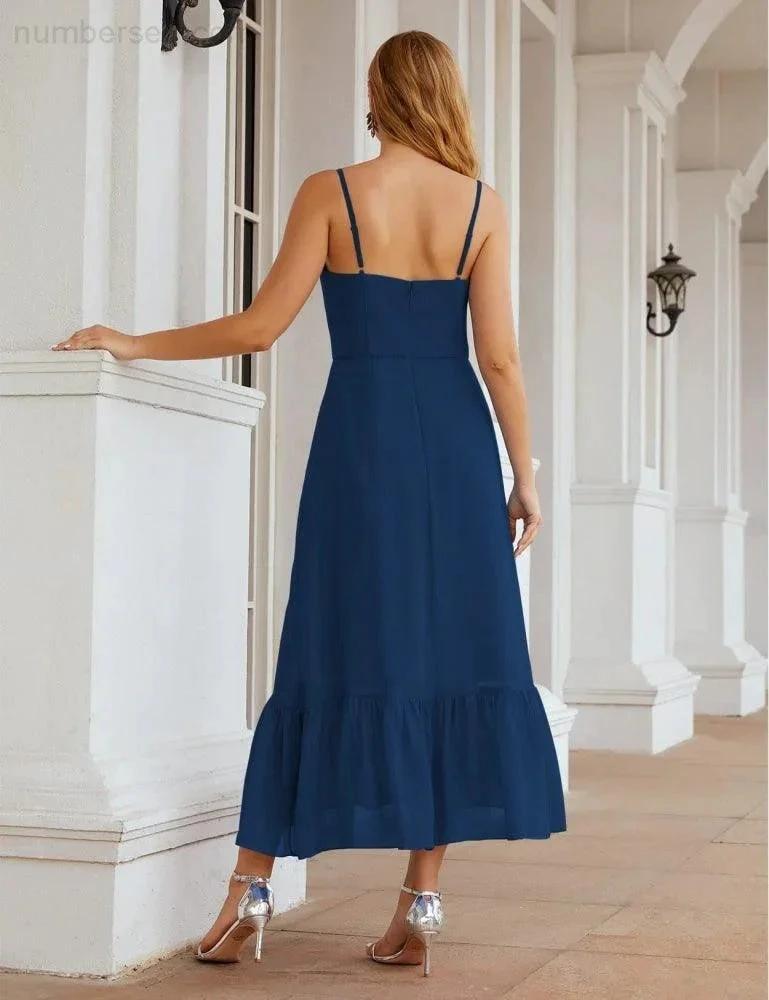 ZapDress  Spaghetti Strap Chiffon Bridesmaid Dress Ankle Length Formal A Line Cocktail Party Homecoming Dress for Juniors (ZD16949)