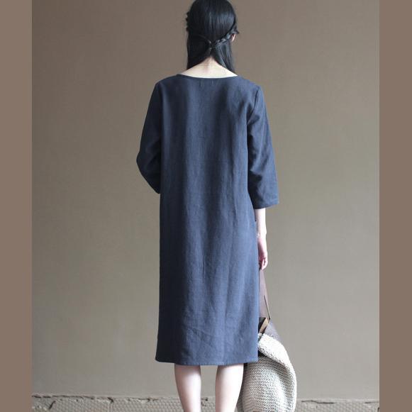 Navy linen dresses bust button details long linen maxi dresses