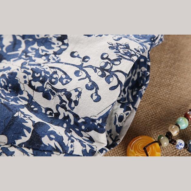 Navy print baggy holiday sundress linen summer dresses oversize