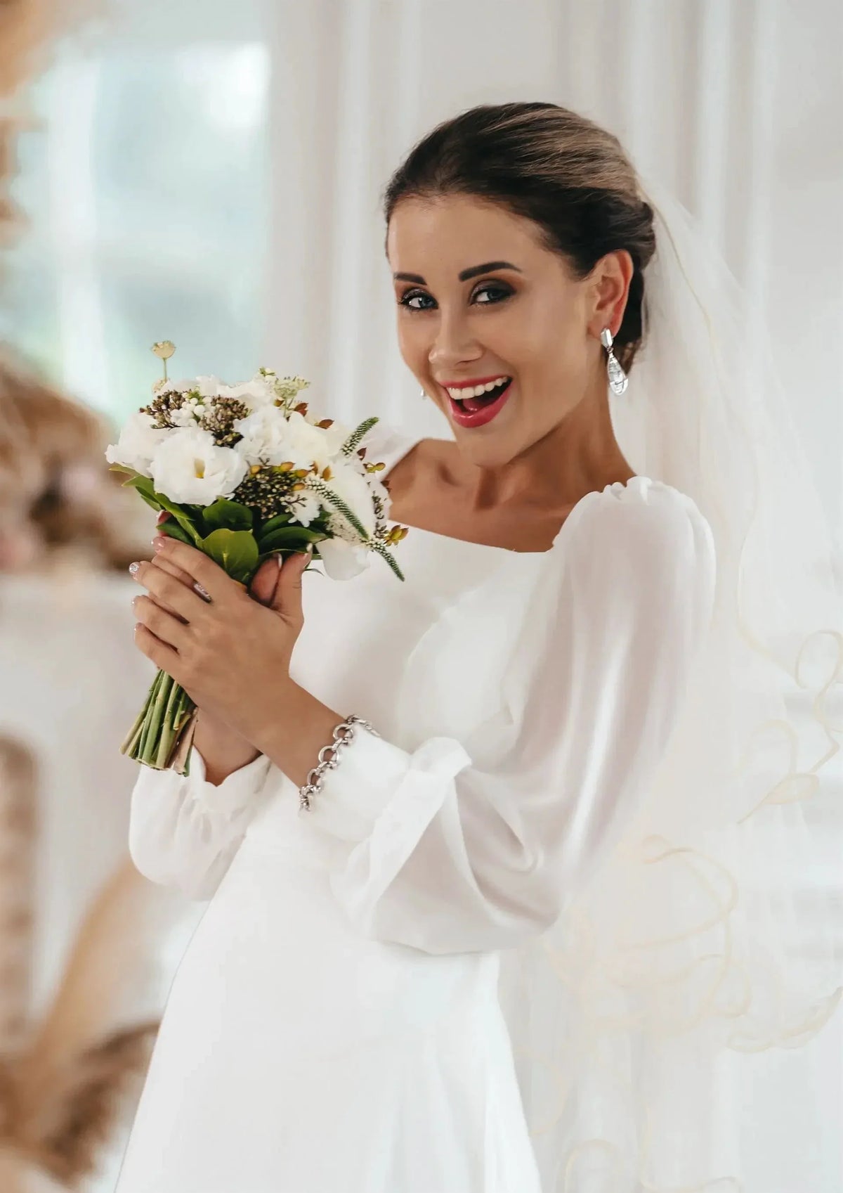 New Simple Wedding Dress 2022 A Line Square Collar Long Sleeve Floor Length Beach Bridal Gowns Eleagnt Vestidos De Novia Civil (ZD13526)