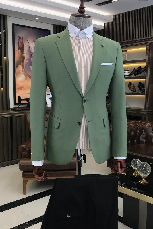 Newest Sage Notched Lapel 2 Piece Prom Suit