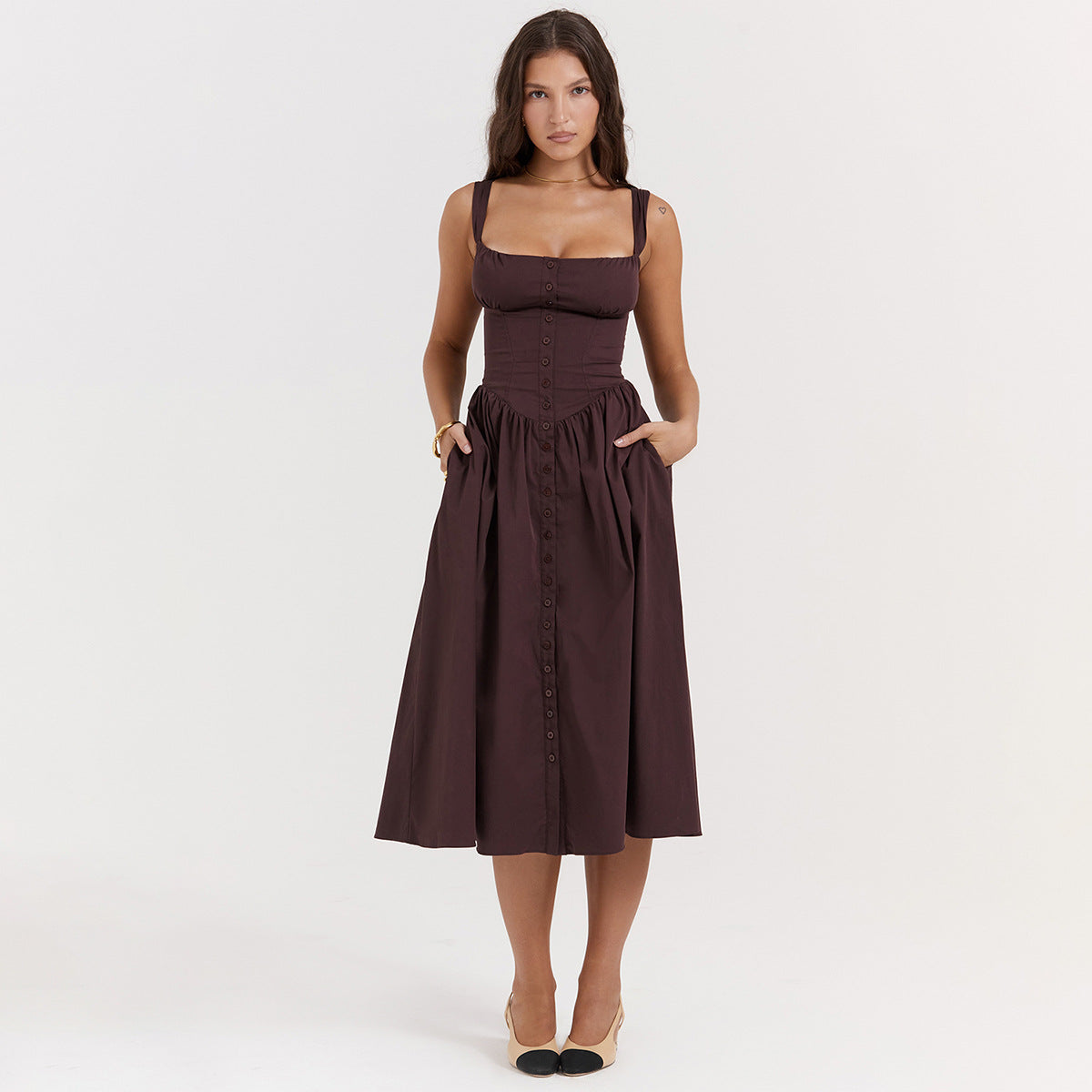 Dress Sling Midi Dress Vacation Slim Fit Backless