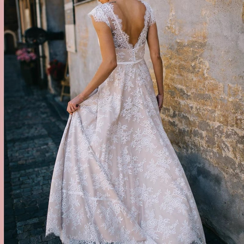 Lace Mermaid Long Train Wedding Dress - Fashionpara