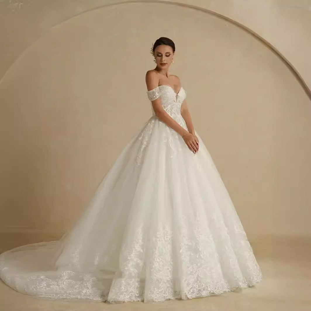 Off-Shoulder Royal Elegance Wedding Dress - Fashionpara
