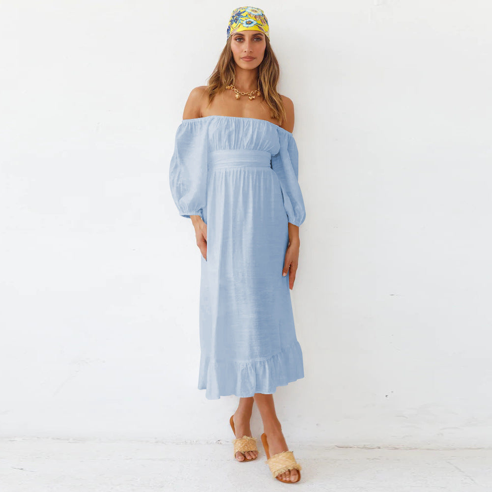 Samantha Puff Sleeve Midi Dress French Blue