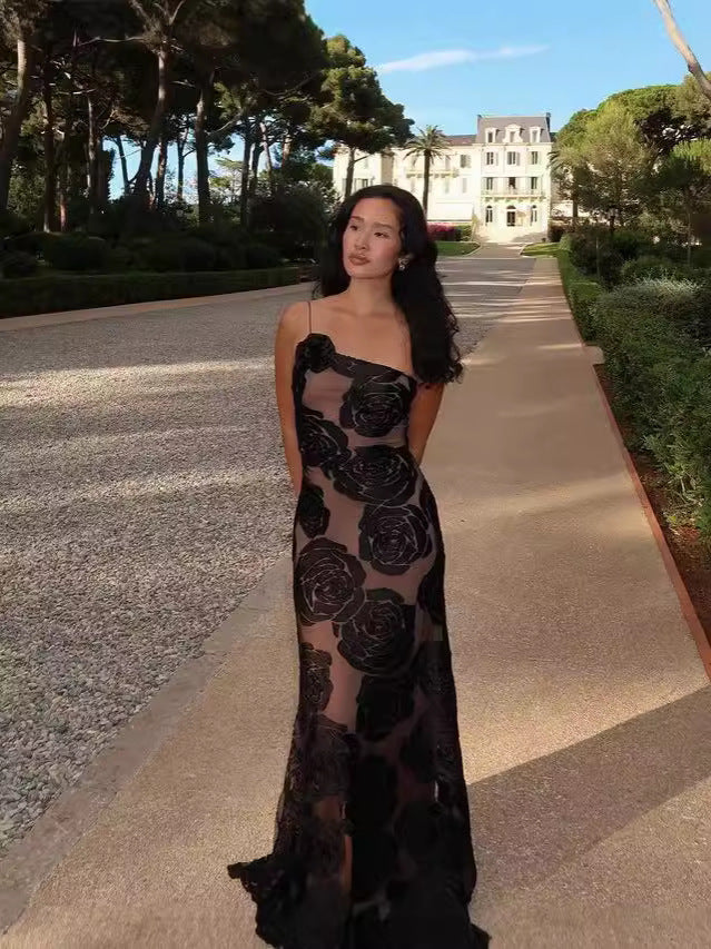 Milagros Exclusive Women's Evening Dress with Floral Appliqu��s Wear Edit