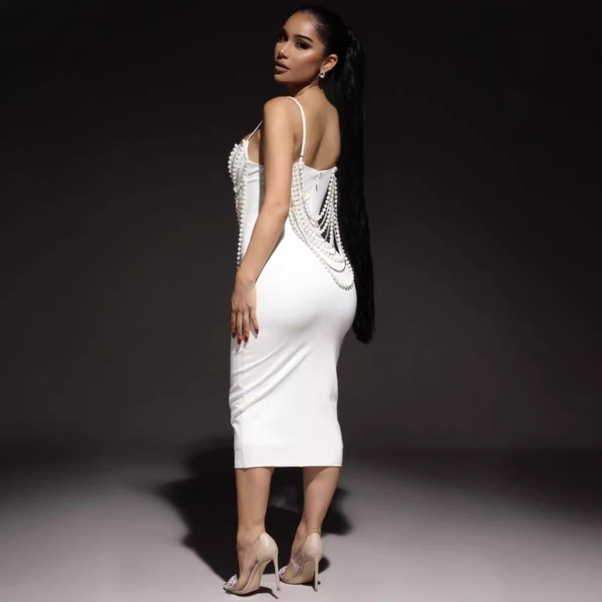 Stylish Black & White Lace Party Dress Prom Dress - Fashionpara