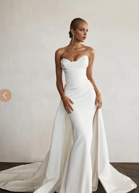 Strapless Two-Way Slit Mermaid Wedding Dress - Fashionpara
