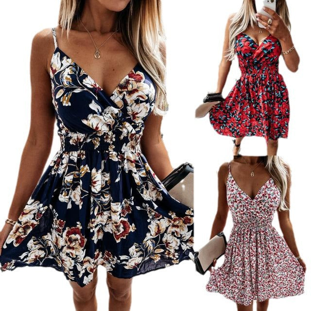Marta Luxe Women's Floral Smocked a Line Dress Designer Edit