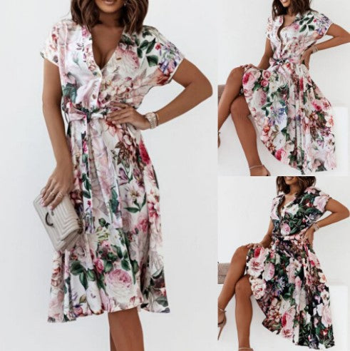 Wanda Exclusive Women's Floral Midi Wrap Dress Premium Wardrobe Essential
