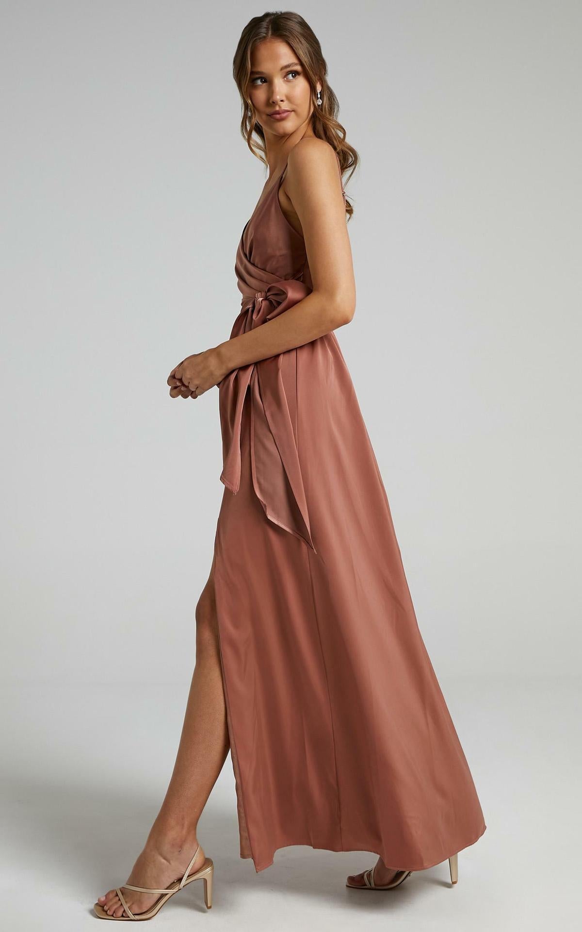 Limelight Satin High Low Maxi Dress Mauve