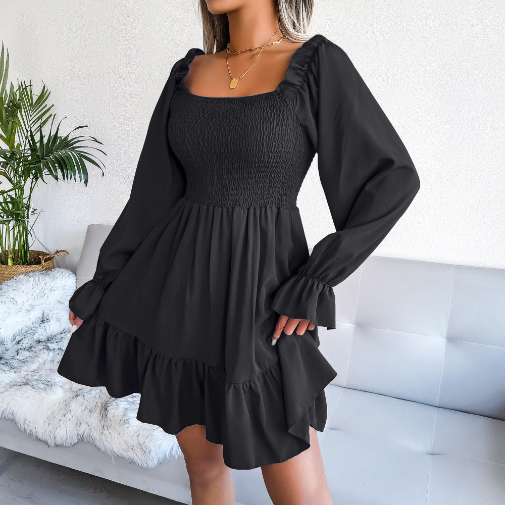 Kolly Smocked Babydoll Dress Black FINAL