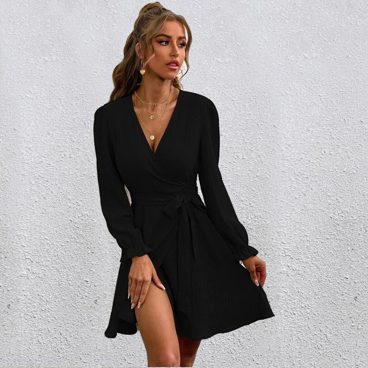 Sequel Bell Sleeve Tie Dress Black